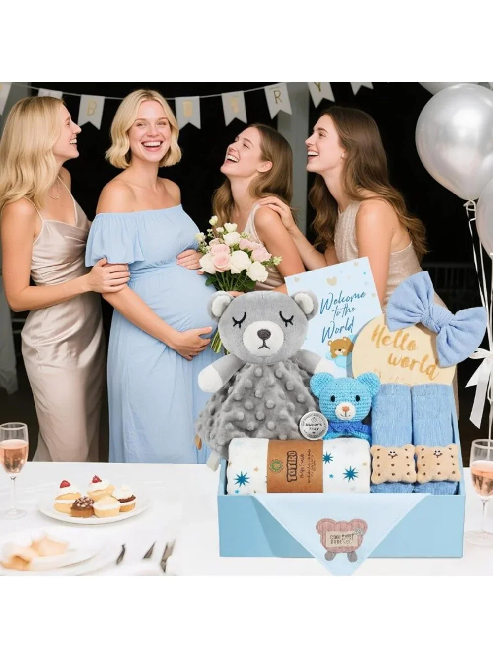 9-Piece Newborn Baby Boy Gift Set - Essentials, Swaddle Blanket, Rattle & More!